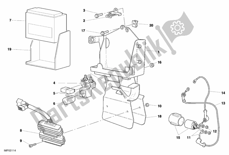 All parts for the Battery of the Ducati Superbike 998 R 2002